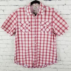 PROJEK RAW | short sleeve plaid button down shirt
